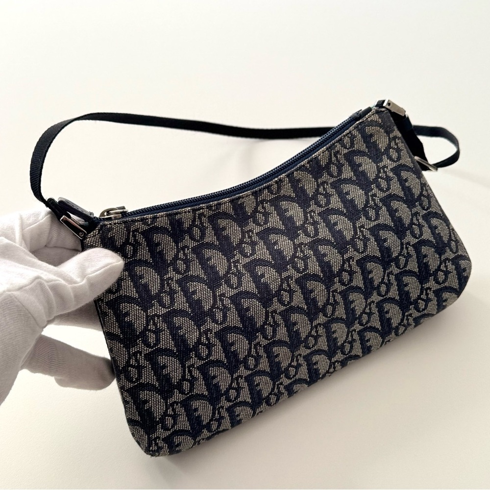 Dior Navy and Beige Monogram Shoulder Bag